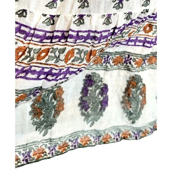 Free People Boho Floral block Print Beachy Gypsy Style Drawstring Waist Skirt OS - Picture 7 of 12